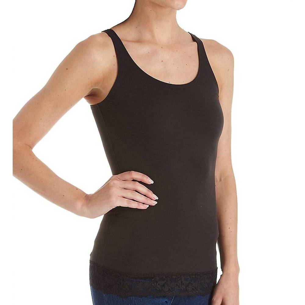 NEW ELITA camisole with lace trim in ebony
